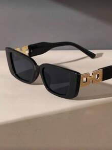 1 pereche de ochelari geometrici cu ramă retro din plastic și brațe interschimbabile, potriviți pentru călătorii în aer liber, decorativi la modă, accesorii de plajă, accesorii de plajă de bază pentru femei, îmbrăcăminte pentru femei de toamnă/iarnă, cadouri business casual, ținute elegante de vară pentru vacanță la plajă, călătorii în aer liber, ramă pătrată vintage - Multicolor - Vizualizare 4