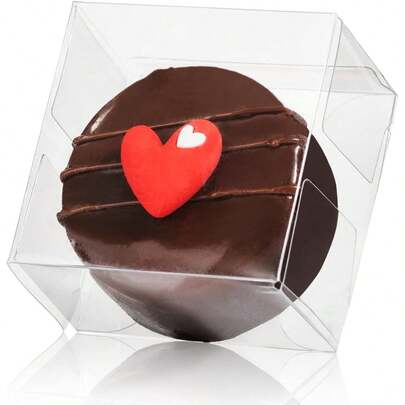 10/50 piezas Caja transparente de 1 pieza para galletas de chocolate, adecuada para macarons, dulces, donas, tamaño: 5,5 x 5,5 x 3,5 cm, recuerdos de boda, baby shower, cajas de regalo para fiestas