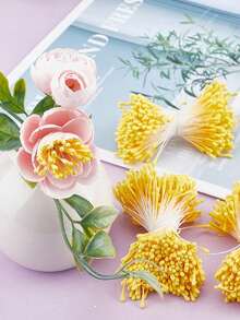 10/400個迷你珍珠人造花蕊－雙頭花蕊 2.36英吋，適用於婚禮、聖誕節，適合婚禮裝飾、新娘背景道具、花束、胸花、襟花、婚禮拱門 - 彩色 - 查看 5