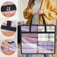 1/4 Blanket Storage Bag, 40L Extra Large Clear Plastic Storage Bag, For Storing Clothes, Quilts, Bedding, Moving Supplies, With Zipper And Reinforced Handles - Multicolor - View 7