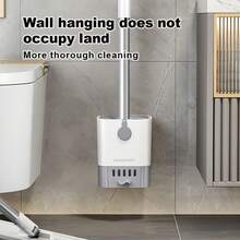 [Flexible Toilet Brush Set] Flexible Wall-Mounted Toilet Brush Set With Long Handle | No-Dead-Corner Design For Easy Bathroom Cleaning, Includes Stand | Essential Back To School Supplies Toilet Brush With Holder Wall Mounted Toilet Brush Self Draining Toilet Brush Set  Flexible Bristle Toilet Scrubber No Drill Toilet Brush Holder Wall Mounted Toilet Brush With Self Draining Holder, No Drill Flexible Bristle Toilet Scrubber Set For Bathroom Cleaning  Toilet Essentials ﻿ - 白色馬桶刷套裝 - 查看 7