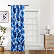 1pc/2pcs Creative Floral Curtain, Blackout Curtain With Floral Print, Darkening Room & Privacy Protection, 100% Blackout Curtain, Decorative Curtain For Living Room, Bedroom, Farmhouse, Blue Curtain - Blue - View 21