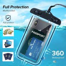 Funda impermeable para móvil, pack de 2 unidades. Funda transparente e impermeable con cordón para colgar, compatible con iPhone 17 Pro Max y Galaxy. Funda multifuncional impermeable de 8,3 pulgadas, ideal para nadar en invierno, viajes en crucero, buceo, piragüismo, baños termales y spa. - Negro - Ver 3