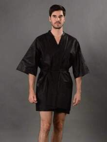 Fancystyle - Bộ 1/10/20 áo choàng spa dùng một lần, áo kimono du lịch, áo choàng tắm, khăn quấn toàn thân cho spa, thẩm mỹ viện hoặc các liệu trình chăm sóc da. - màu đen - Xem 4