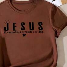 Linda Tudo é Aquele Que Cré Jesus Cristo T-Shirt Women's Blouse - 鏽棕色 - 查看 2
