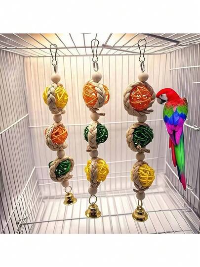 Best-Selling Sisal Rope Rattan Ball Parrot Chew Toy, Training Grinding Teeth Boredom Relief Toy