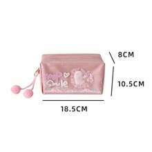 1个可爱心形高品质闪光铅笔盒，学生文具收纳包，便携式化妆包 - 筆袋 - 查看 8