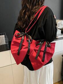 2026 New Cute Bow Crossbody Bag, Sweet Niche Design Shoulder Underarm Bag For Young Girls - Red - View 7