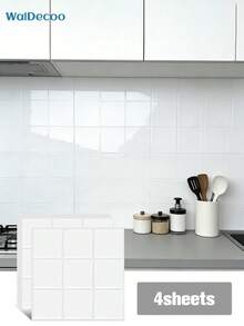 WalDecoo 4pcs/10pcs/20pcs Mosaik Kotak-kotak Tempel untuk Dinding Dapur, Kamar Mandi, dan Ruang Tamu - Mosaik kisi - View 18