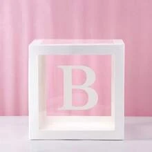 1pc White Transparent Baby Shower Gift Box With "Baby One Two Love" Letter Decoration, Transparent Cube Decorative Box Suitable For Gender Reveal Party, Birthday Party, Wedding, Bridal Shower, Photo Backdrop, Reusable Celebration And Photography Decoration - White - View 18