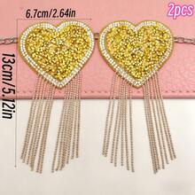 2/6 pièces Patchs thermocollants en forme de cœur à franges scintillantes – Autocollants pailletés à chaud pour vêtements DIY, jeans, chapeaux & accessoires de festival – Patch thermocollant décoration voiture autocollants étoiles – Pour la mode des femmes & ados - don d'amour - Voir 10