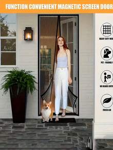 1pc Heavy Duty Magnetic Mesh Screen Door - Self-Sealing Technology, Easy Installation Without Tools, Suitable For Bedroom, Living Room, All Season Use - Multicolor - View 6
