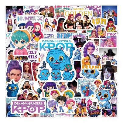 Hasbro 100 piezas Pegatinas de PVC de Chicas Cazadoras de Ídolos K-Pop, Pegatinas de Ídolos de Diseño de Nicho, Artículos de Fans de Ídolos Transfronterizos , Pegatinas Impermeables