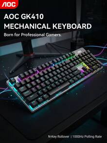 AOC Premium Alloy Mechanical Keyboard: A High-Quality Metal Surface Provides A Solid Foundation For Every Keystroke, While RGB Lighting Effects Enhance Its Elegant Feel. - View 8