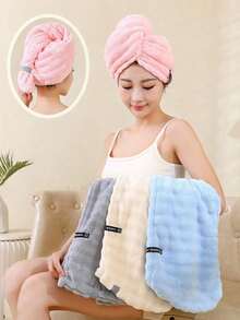 1/3pcs Ultra-Soft Microfiber Hair Towel, Paired With Hair Drying Cap And Coral Fleece Towel, Absorbent, Soft And Comfortable, Prevents Hair Dryness And Frizz, Suitable Home, Bathroom, Family, Travel, Gym, Salon, Hotel And More, Essential Hair Drying Towel Skin Care And Hair Drying. - 多色(均碼) - 查看 2