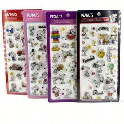 SNOOPY 1 pieza Nuevos adhesivos de cristal 3D con diseños de dibujos animados, muy vendidos en Japón. Adhesivos decorativos, regalo creativo para cumpleaños, decoración de mochilas, portátiles, teléfonos, colecciones, fiestas, eventos temáticos y suministros de decoración diaria.
