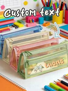 Hộp bút trong suốt dung tích lớn có in tên cá nhân, túi đựng bút thời trang và đơn giản, hộp bút in tên theo yêu cầu, hộp đựng bút lưới nylon trong suốt thoáng khí dung tích lớn, túi đựng văn phòng phẩm cho học sinh/sinh viên, túi đựng bút lưới, hộp đựng đồ dùng học tập đơn giản, đồ dùng học sinh, đồ dùng học tập cho năm học mới, đồ dùng học tập - Nhiều màu - Xem 8