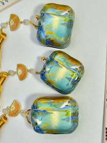 1pc Personalized Tassel Chinese Style Jade Wave Double Crane Apple Earphone Case - Multicolor - View 4