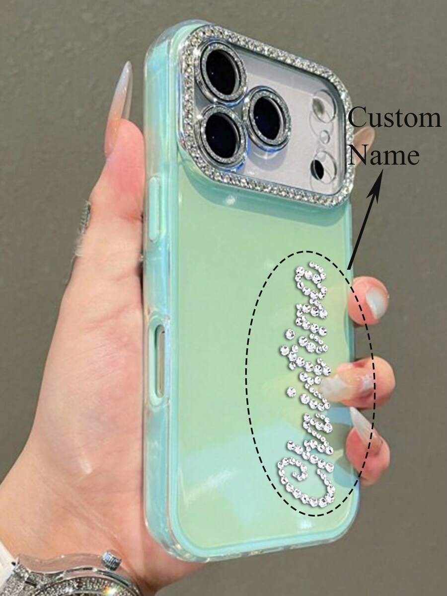 [客製化] 個性化亮片奢華客製水鑽姓名星星貓耳手機殼，適用於 iPhone 17 Pro Max、17 Pro、16、15、14、13、12、11 Pro Max、16、15 Plus