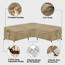 Outdoor Sectional Sofa Cover Waterproof V Shaped Patio Furniture Covers for Deck Lawn and Backyard 89"x89" Camel - Camello - Ver 6