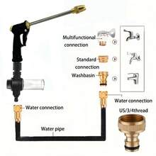 可伸缩花园水管，水枪，洗车软管高压水枪花园软管柔性可伸缩魔术软管花园软管带喷嘴高压 - B - 查看 6