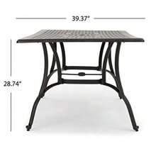 GDFStudio Fonzo Outdoor Bronze Cast Aluminum Rectangular Dining Table Only - como en la foto - Ver 3