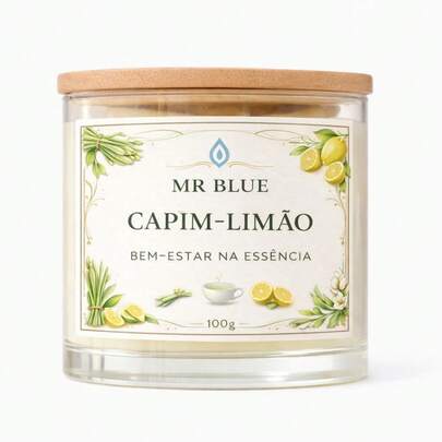 Vela Aromática De Capim Limão Premium 100g - MR Blue