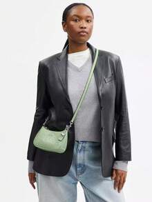 Coach 20cm Terry Mini Crossbody Bag With Heart-Shaped Pendant, Adjustable Strap Shoulder Handbag - Mist Green - View 6