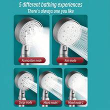 Handduschmunstycke med högt tryck och 5 inställningar, med på/av-pausbrytare - universalkoppling, 1,5 m duschslang - passar standardgängor för europeiska och amerikanska badrumsarmaturer - Duschmunstycke - Visa 6