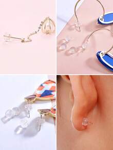 20/50/100 PCS Clear Earring Backs, Hamburg Shaped Clear Earring Backs, Soft Invisible Rubber Stoppers For Studs Hoops Hooks Replacement Earring Backings Earrings/Droopy Ears/Heavy Earrings - Hamburger Clear Earplugs - View 10