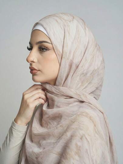 1件装女士波西米亚水彩印花头巾，穆斯林防晒头巾，优雅百搭围巾披肩，适合日常佩戴