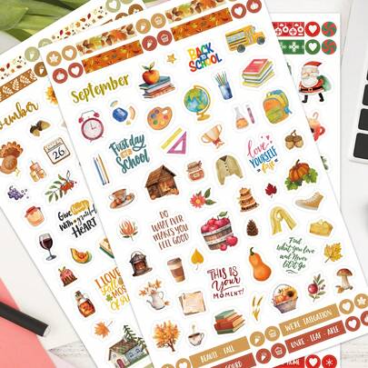 12 Sheets/950+ Stickers, Planner Stickers - 12 Sheets Of Holiday-Themed Monthly Planner Stickers, Accessories 950+ Colorful Stickers, Holiday Seasonal Stickers