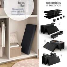 Storage Ottoman Bench with Storage Bins 30-In Storage Bench for Bedroom End of Bed Folding Foot Rest Ottoman with Storage for Living Room Storage Chest Max 660lbs Linen Fabric Black Ottoman - Negro - Ver 6