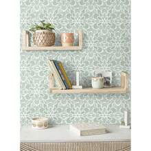 1卷复古植物图案花卉壁纸，时尚抽象植物花卉印花壁纸，精致室内装饰膜，适用于房间和橱柜表面的装饰壁纸翻新，各种房间和厨房墙面装饰壁纸，自粘贴纸，易于安装和移除，手工工艺膜 - 復古印花 - 查看 3