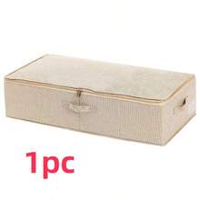 1pc/2pcs/3pcs Minimalist Breathable Clothes Storage Bin With Premium Faux Linen Texture, Dustproof Wardrobe Organizer Bag With Visual Laber And Sturdy Zipper, Underbed Space Saving Box For Bedroom Sweaters And Blankets - View 16