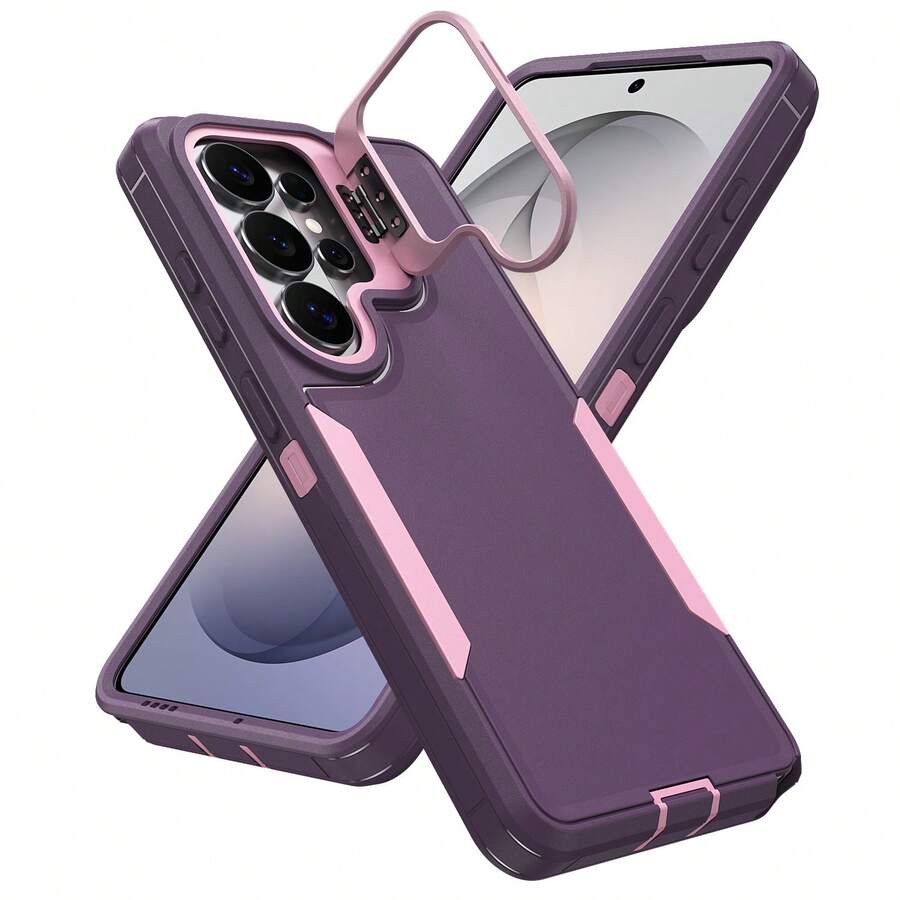 Ốp lưng điện thoại hai lớp chống sốc có giá đỡ ống kính cho Galaxy S26 S25 S24 S23 Plus Ultra, 17 16 15 14 13 12 11 Pro Max Plus - Màu tím - Xem 1