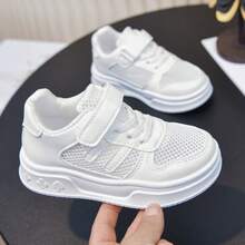 1 đôi giày thể thao lưới thoáng khí cho bé gái, đế mềm nhẹ, kiểu dáng thời trang đa năng màu trắng. - trắng - Xem 9
