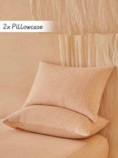 2pcs Orange Jacquard Striped Pillowcase, Style Decorative Throw Pillow Cover Suitable For Sofa, Home Decor, Machine Washable, All Seasons, Great Gift, Pillow Insert Not Included