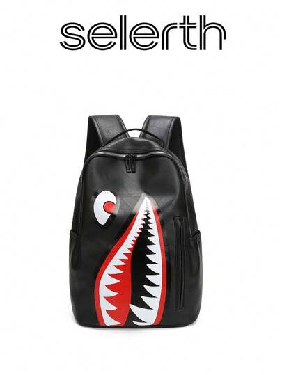 1 chiếc balo da PU màu đen, kiểu dáng tối giản, họa tiết cá mập, nhiều ngăn, khóa kéo trơn tru, dung tích lớn, quai đeo thoải mái, phù hợp cho mùa xuân/hè, thích hợp cho trường học, du lịch, mua sắm, hẹn hò, làm quà tặng, phù hợp cho nam giới, thanh thiếu niên, sinh viên nam, người mới bắt đầu và nhân viên văn phòng, hoàn hảo cho văn phòng, đại học, công việc, kinh doanh, đi làm, hoạt động ngoài trời, du lịch, đi chơi, cặp sách, di động, dung tích lớn.