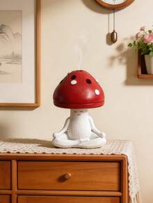 1pc Mushroom Shaped Resin Decor - Cute Ramadan Incense Burner & Ornament, Suitable For Dining Room, Living Room, Desk, Yoga And Meditation Space - Multicolor - View 4