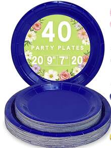 40 chiếc đĩa giấy dùng một lần kích thước 9 inch và 7 inch, đồ dùng cho tiệc cưới, sinh nhật, tiệc trà ngoài trời. - Xem 11