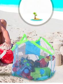 1pc Foldable Mesh Beach Bag, Large Capacity Travel Tote, Quick Draining & Sand Proof, Lightweight Multipurpose Storage Pouch, Suitable For Beach, Travel, Camping And Vacation - Multicolor - View 6