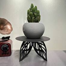 1pc Metal Leaf Shaped Plant Stand - Fashionable Planter Display Rack, Suitable For Indoor And Outdoor Use, Great For Gardening And Home Decor, Sturdy And Durable Indoor Plant Holder, Fits Modern Decor Style, Made Of Galvanized Steel - Multicolor - View 3