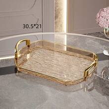 One PET Serving Tray, With An Oval Design, Suitable For Use In The Kitchen, Dining Table, Holiday Parties And Family Gatherings. - Grey - View 7