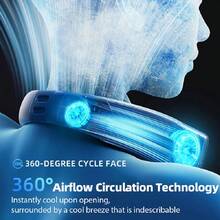 Portable Bladeless Neck Fan, Mothers Day Gifts For Mom Women Hot Flash, Birthday Gift For Men Dad Father Teacher, Wearable Cooling Fan Rechargeable For Camping Travel Beach Golf Cruise Essentials 2026 - 藍色 - 查看 8