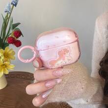 极简半透明粉色星星、蝴蝶结、天使、小马耳机保护套,兼容 Pro 3、新款Pro 2、可爱Apple 4,极简3代个性化耳机保护套,适合女孩使用。 - 粉色 - 查看 2