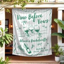 1PC Vino Before Vows Party Tapestry, Personalized Wine Bachelorette Party Banner, Bridal Shower Party Backdrop, Winery Bach Party Welcome Sign, 5 Sizes Available - Vitt - Visa 3