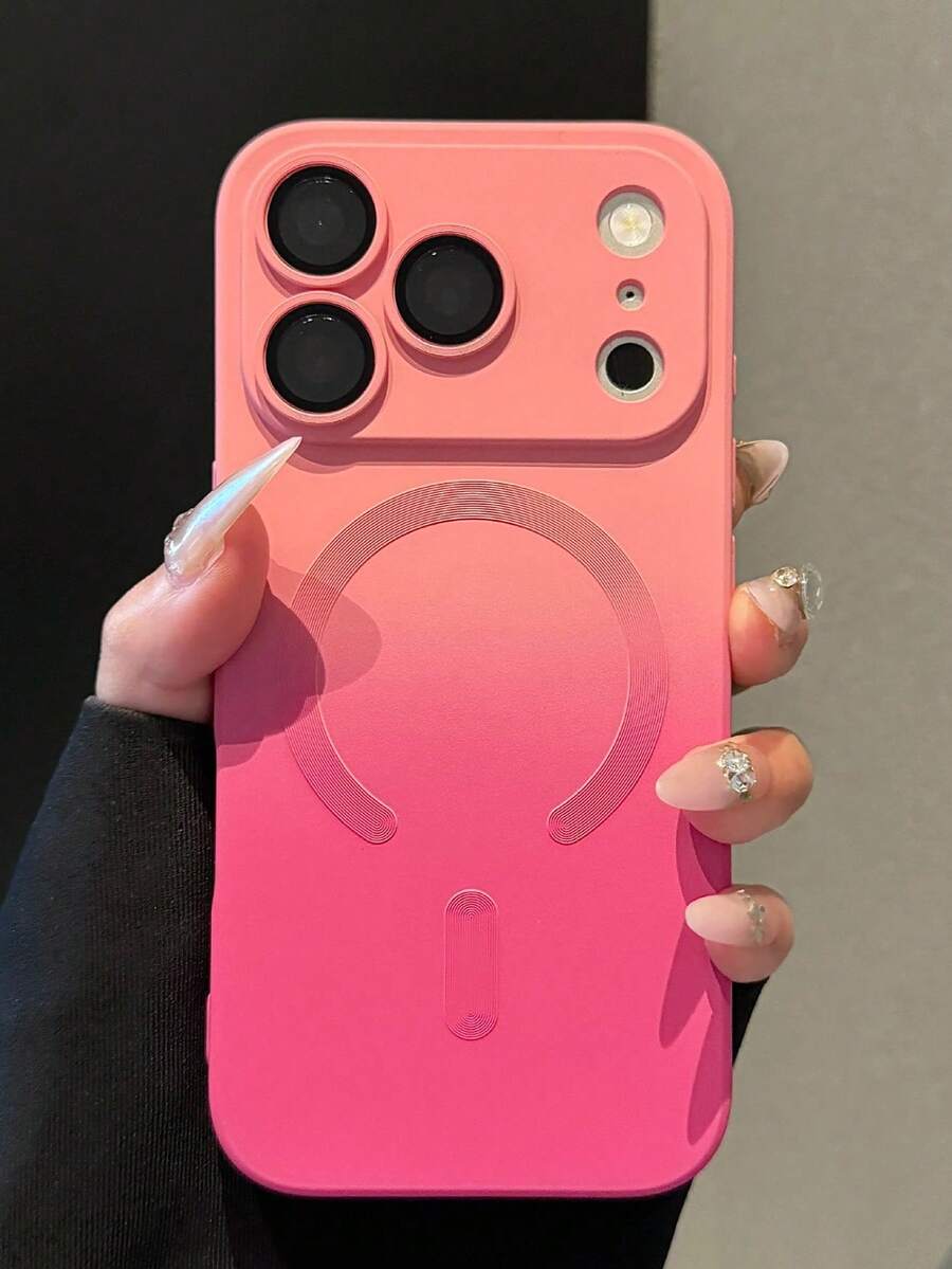 時尚漸層磨砂矽膠磁吸手機殼,相容 iPhone 17 Pro Max、17 Pro、17 Air,適用於 iPhone 17、16、15、14、13、12、11 Pro Max Plus、16E,聖誕與冬季禮物 - 玫紅色 - 查看 1