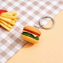 1pc Creative Realistic Hamburger Series Keychain, Handmade Accessory, Phone/Car Charm, Bag Pendant, Gift - Multicolor - View 1
