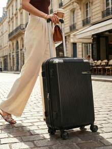 Carry-On Suitcase For Domestic And International Travel, 4 Double Wheels, 360° Rotating Lock, Built-In Padlock - Negro - Ver 3